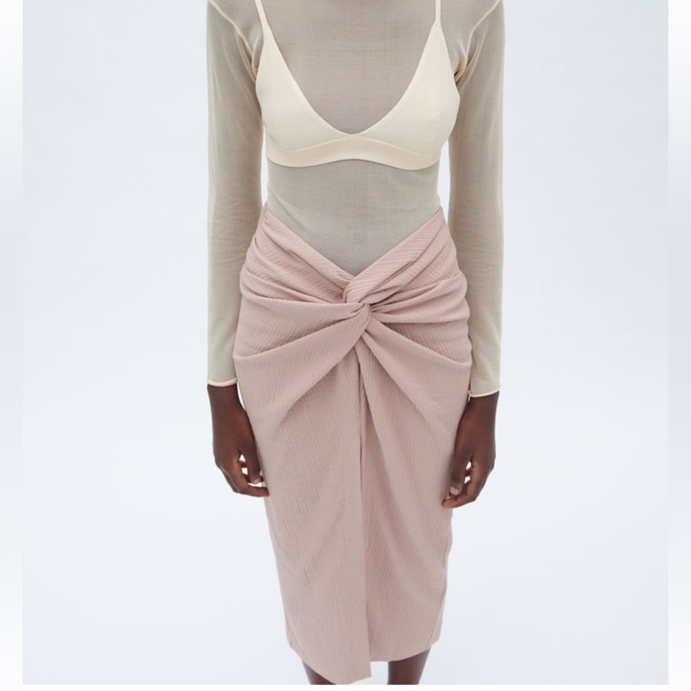 Zara Textured Knotted Midi Skirt